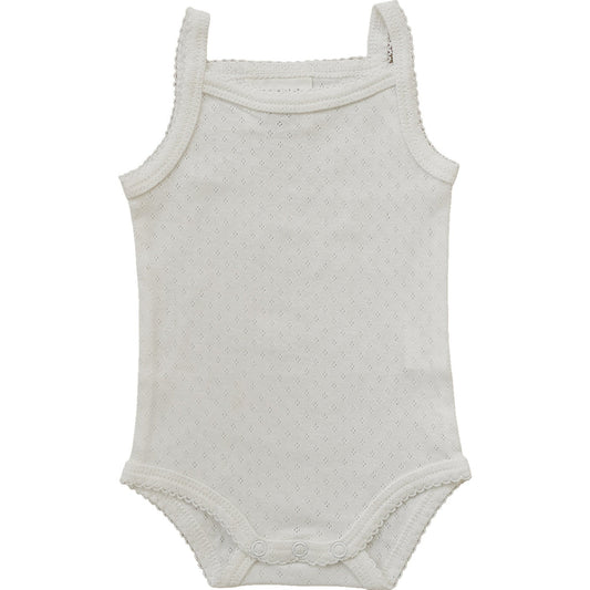 Mebie Baby Pointelle Tank Bodysuit - White