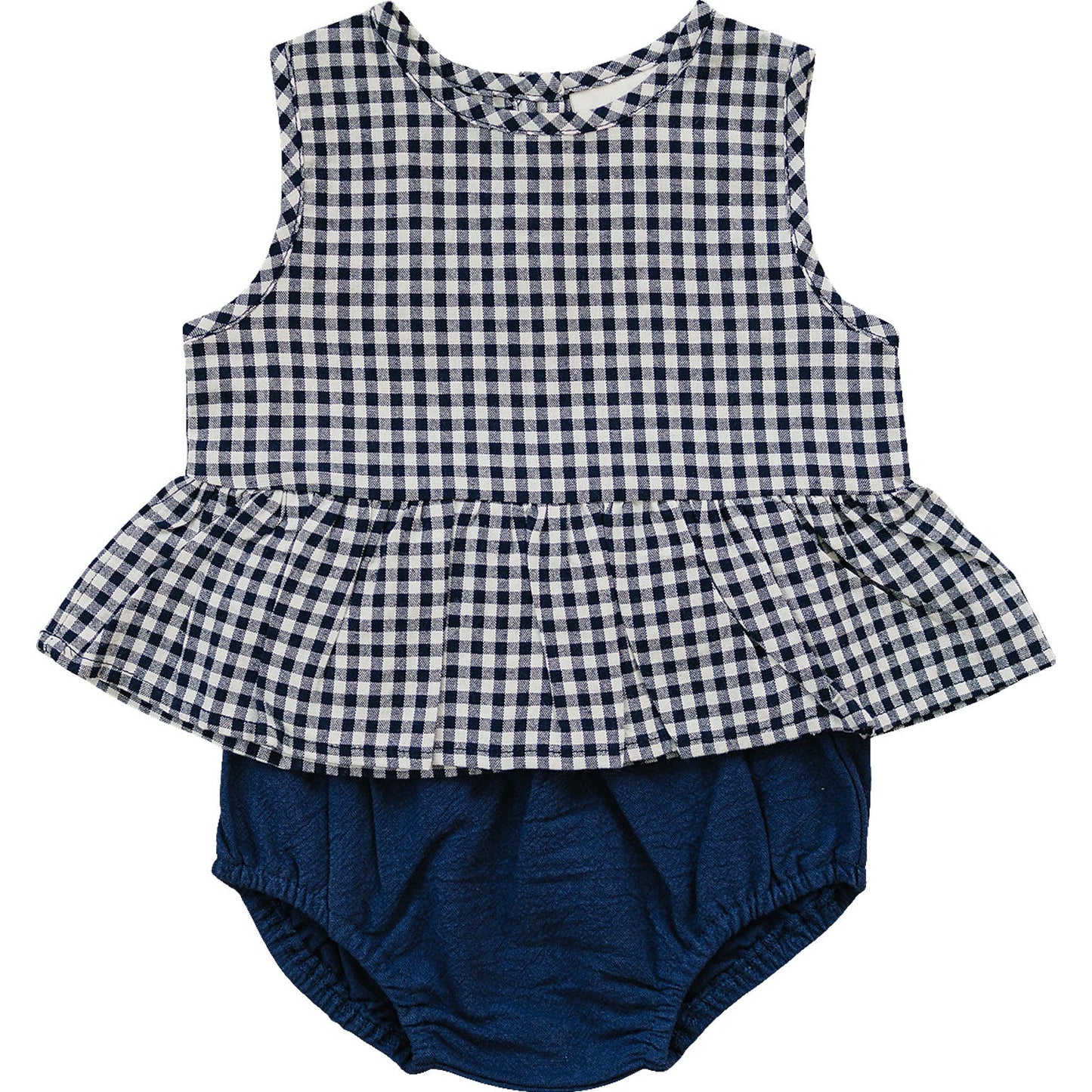 Mebie Baby Peplum Set - Navy Gingham