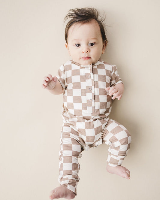 LPK Bamboo Checkered Jumpsuit - Latte