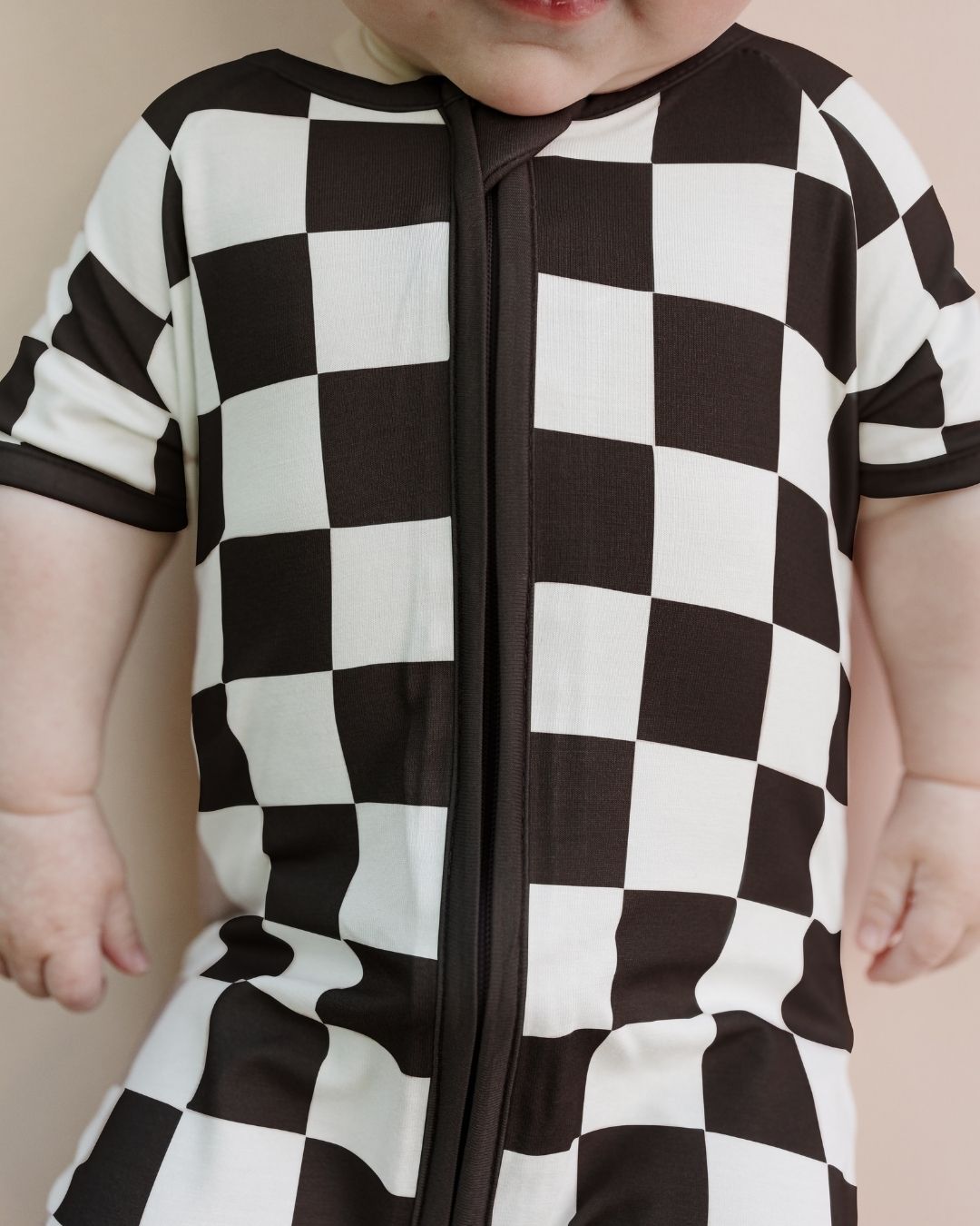 LPK Bamboo Shorty Romper - Black Checkered