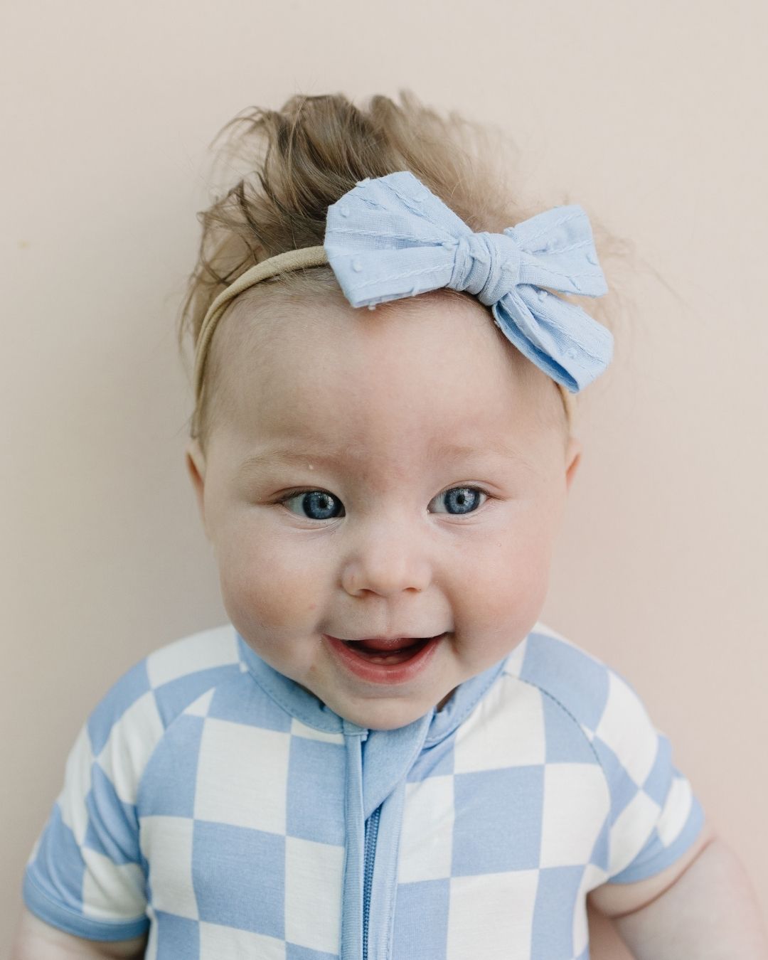 LPK Bamboo Shorty Romper - Blue Checkered