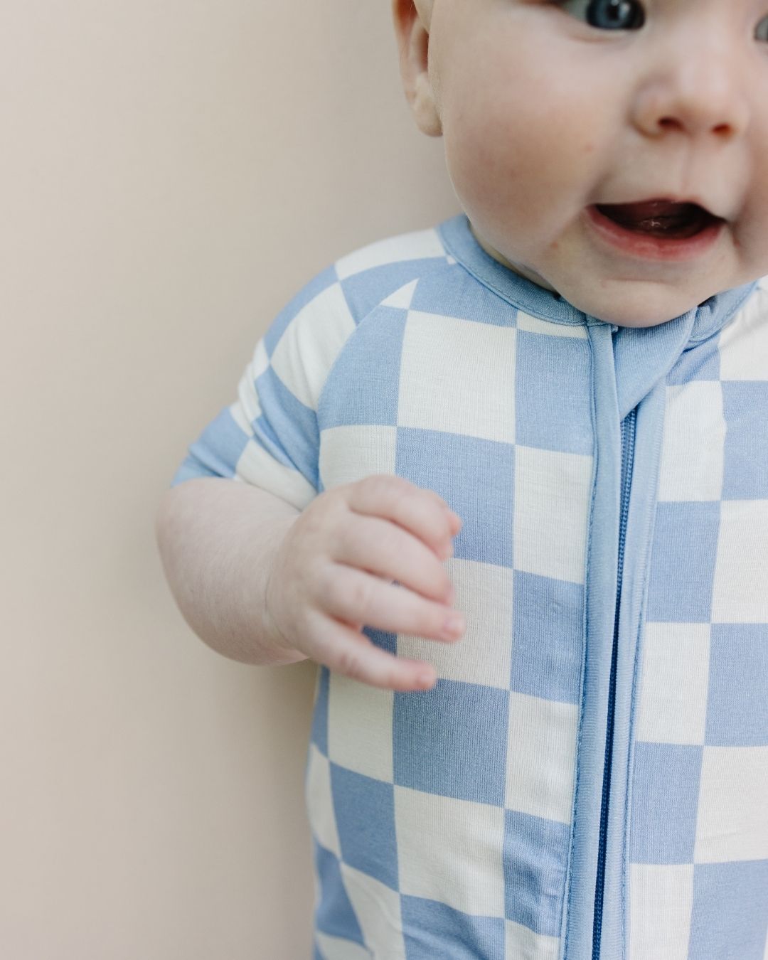 LPK Bamboo Shorty Romper - Blue Checkered