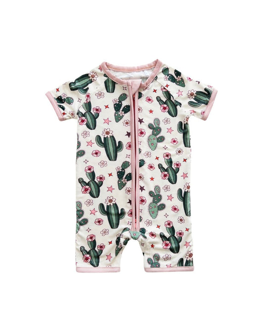 LPK Bamboo Shorty Romper - Cactus Flowers - Atara & Co