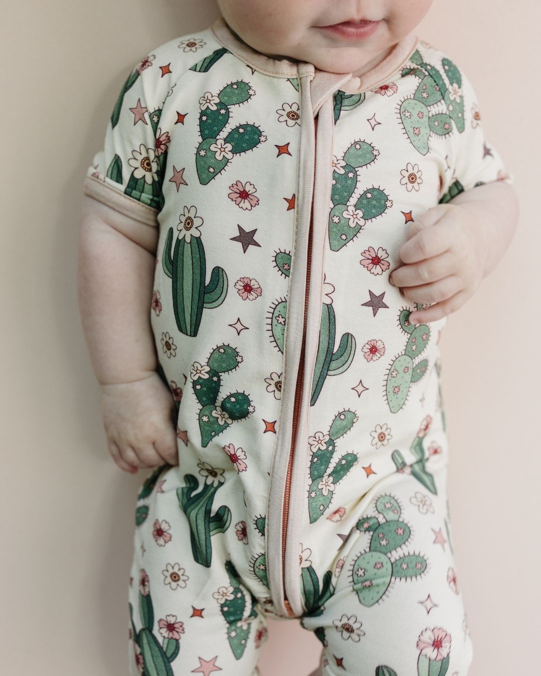 LPK Bamboo Shorty Romper - Cactus Flowers