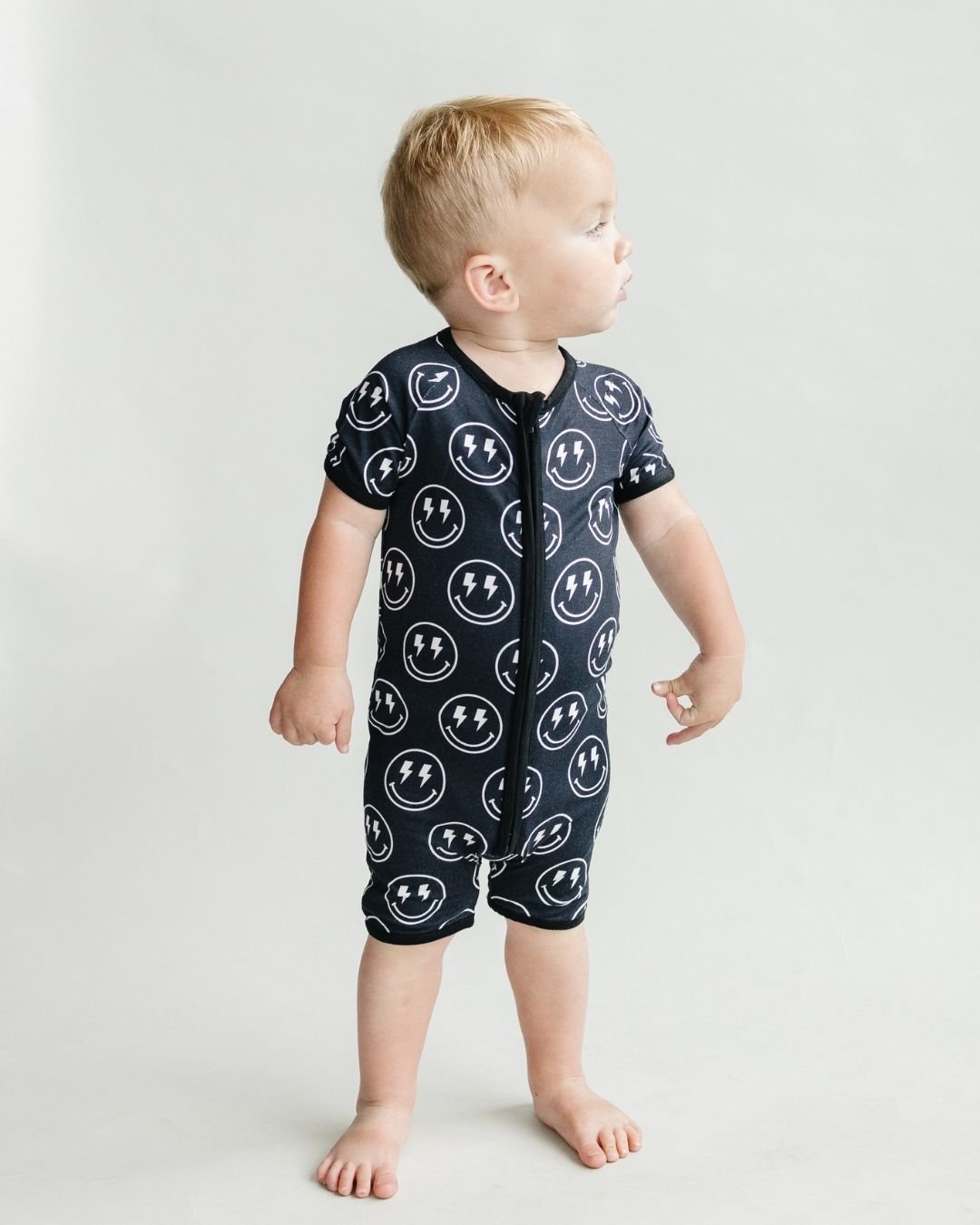 LPK Bamboo Shorty Romper - Electric Smiley