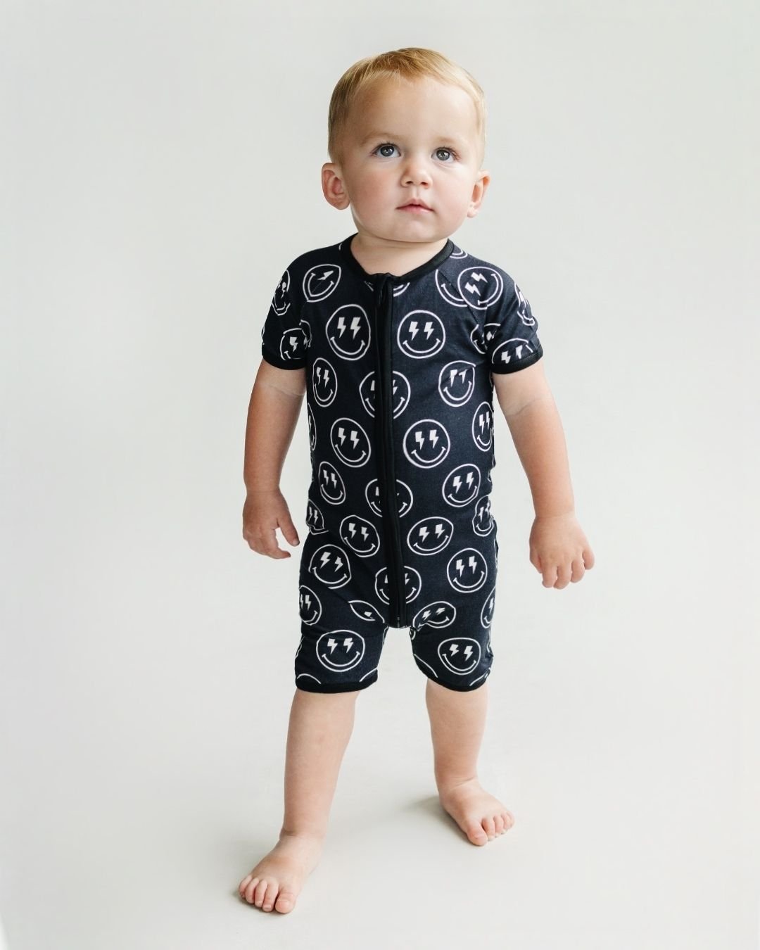 LPK Bamboo Shorty Romper - Electric Smiley