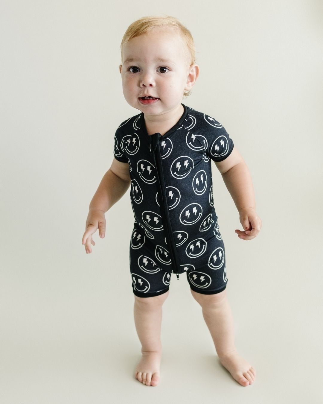 LPK Bamboo Shorty Romper - Electric Smiley