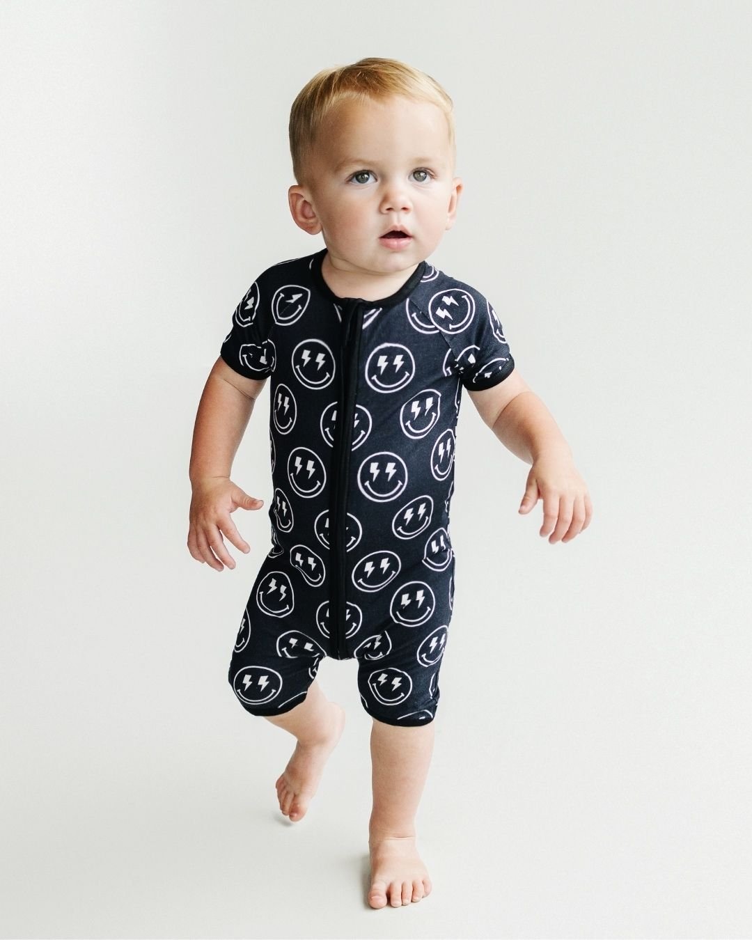 LPK Bamboo Shorty Romper - Electric Smiley