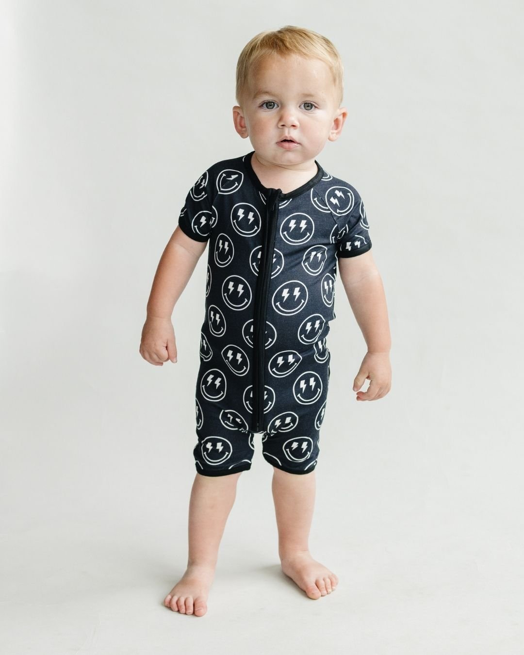 LPK Bamboo Shorty Romper - Electric Smiley