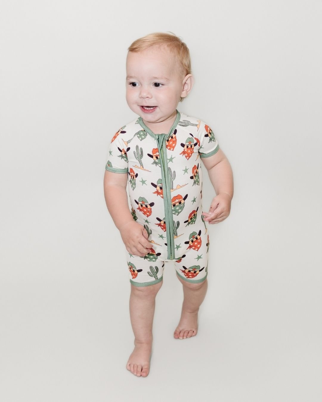 LPK Bamboo Shorty Romper - Smiley Cowboy