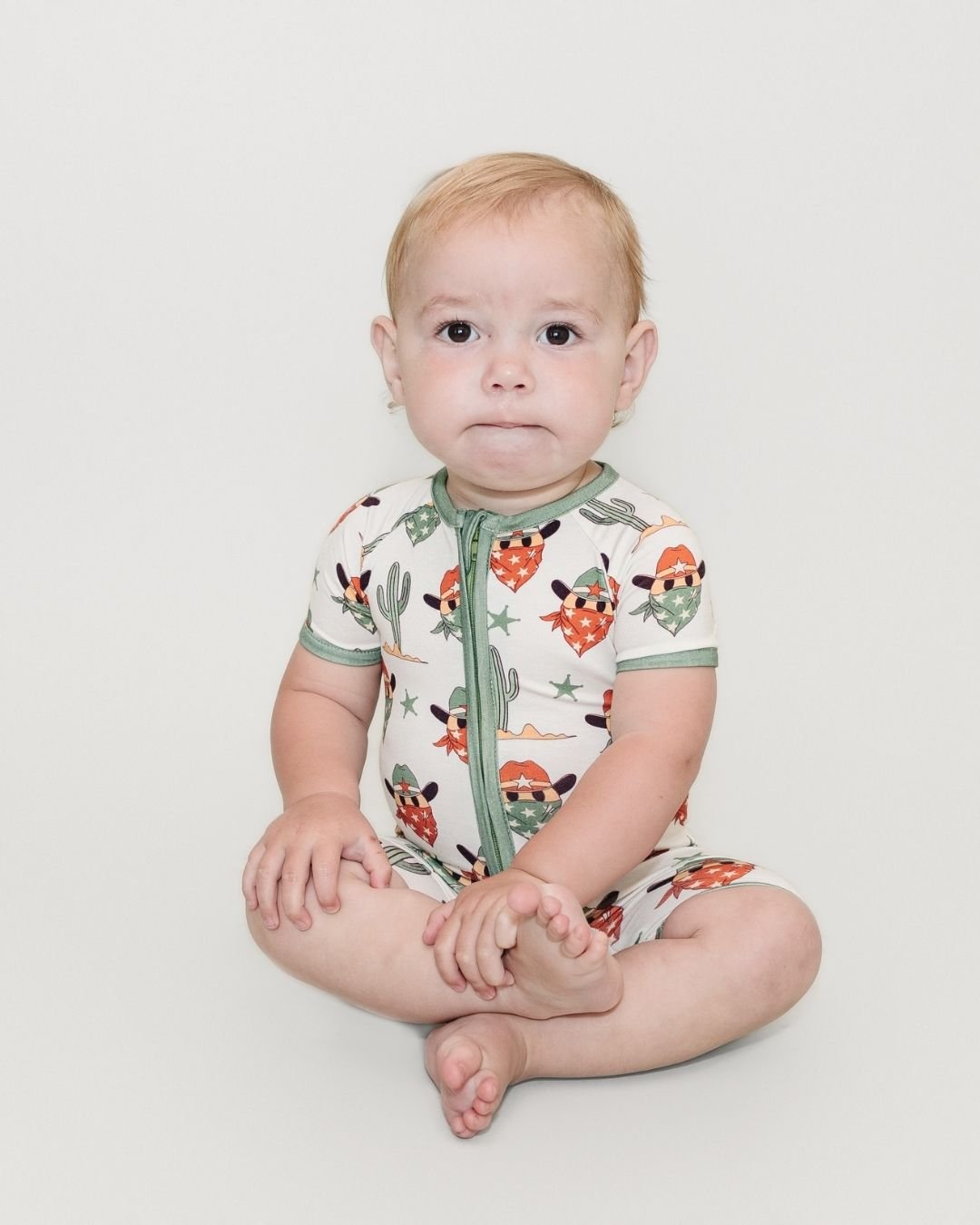 LPK Bamboo Shorty Romper - Smiley Cowboy