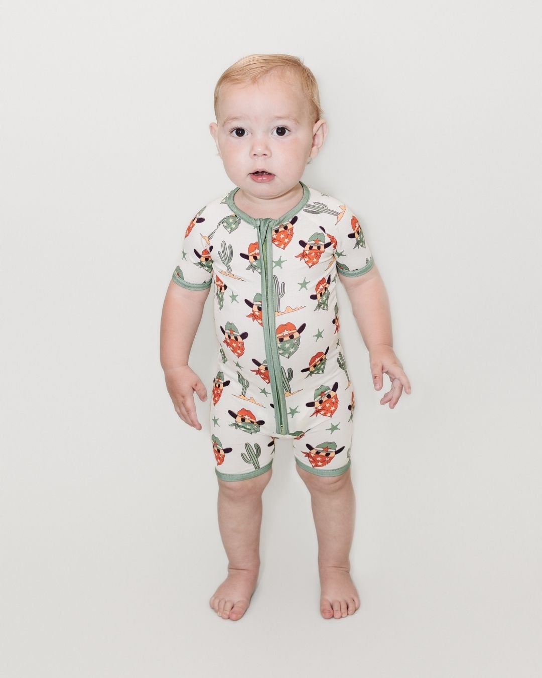 LPK Bamboo Shorty Romper - Smiley Cowboy