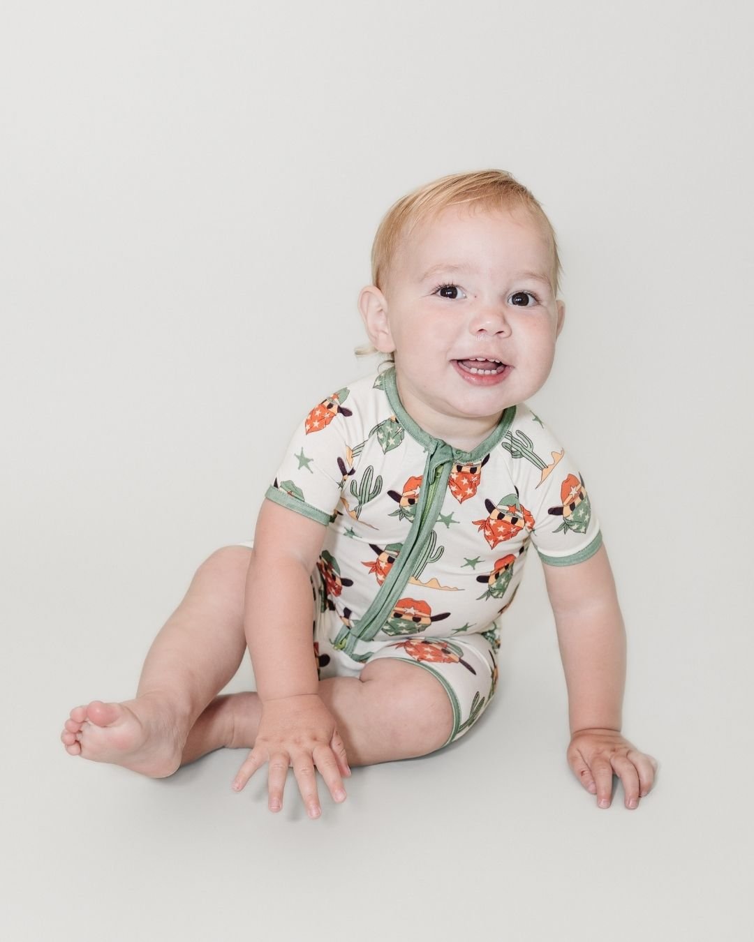 LPK Bamboo Shorty Romper - Smiley Cowboy