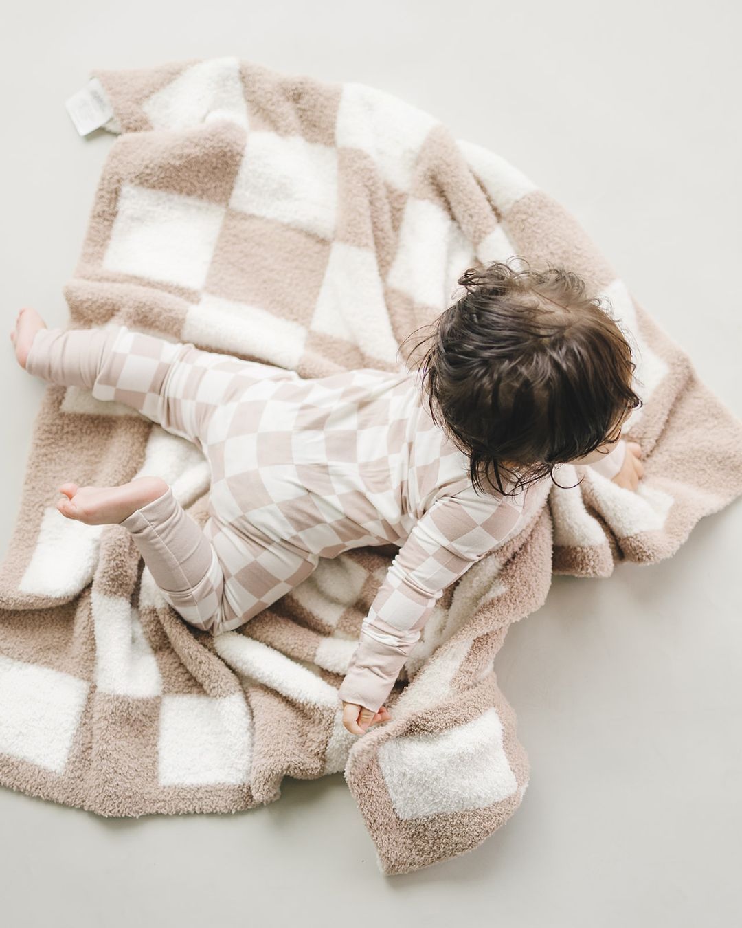 LPK Bamboo Zip Romper - Latte Checkered