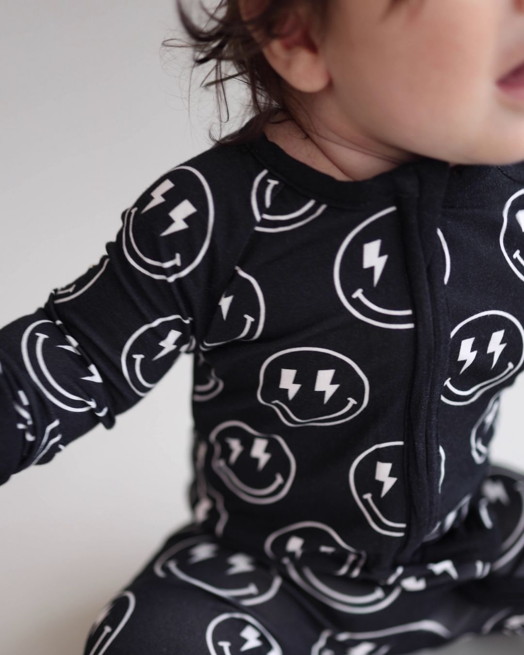 LPK Bamboo Zip Romper - Electric Smiley