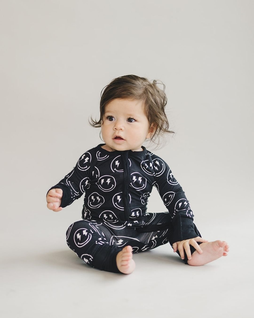 LPK Bamboo Zip Romper - Electric Smiley