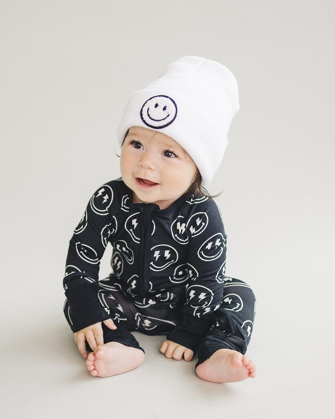 LPK Bamboo Zip Romper - Electric Smiley