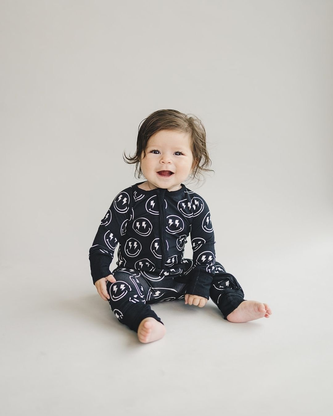 LPK Bamboo Zip Romper - Electric Smiley