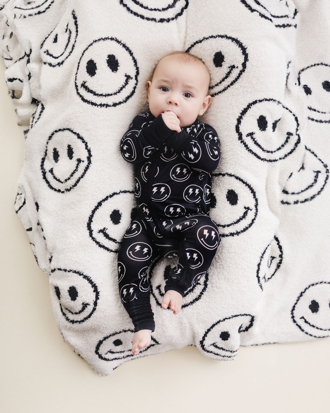 LPK Bamboo Zip Romper - Electric Smiley