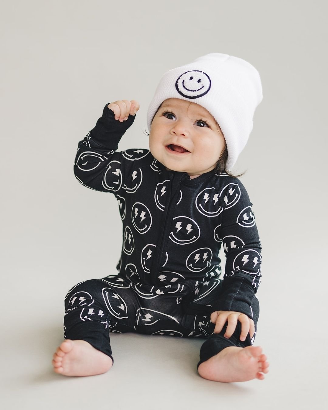 LPK Bamboo Zip Romper - Electric Smiley