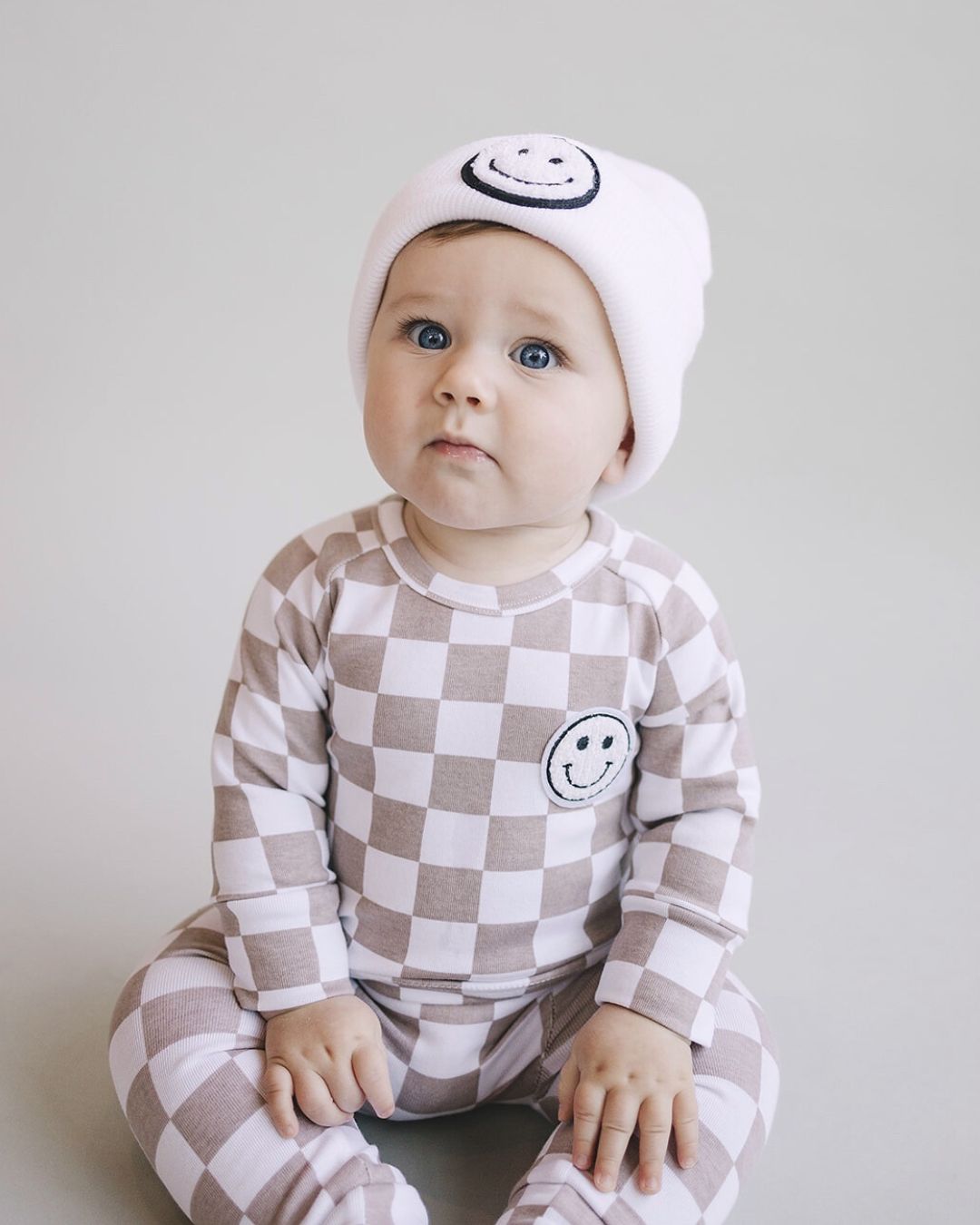 LPK Checkered Smiley Lounge Set - Latte