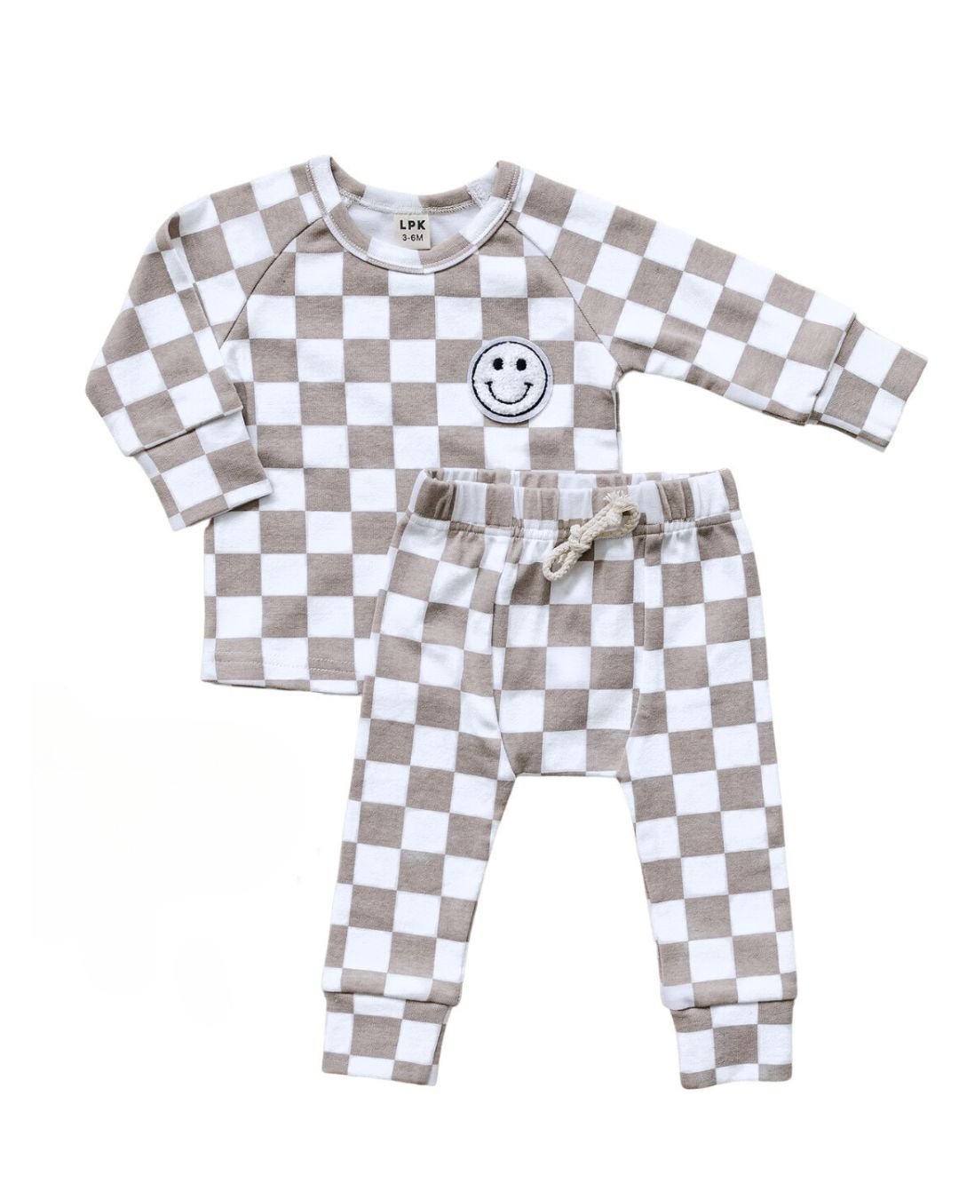 LPK Checkered Smiley Lounge Set - Latte