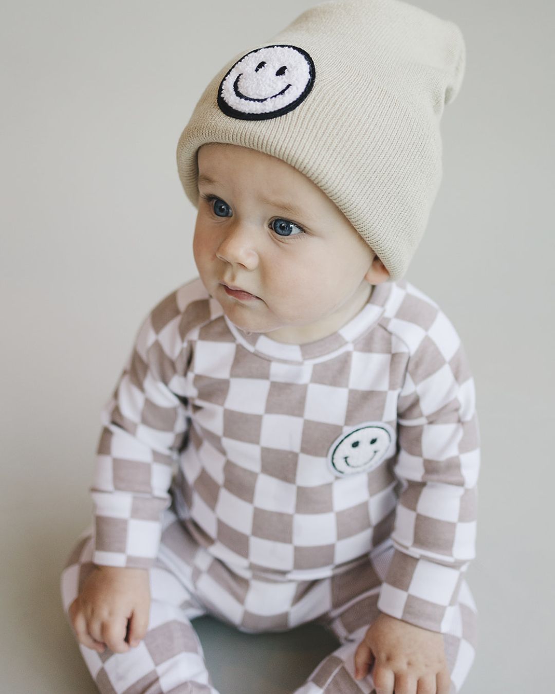 LPK Checkered Smiley Lounge Set - Latte