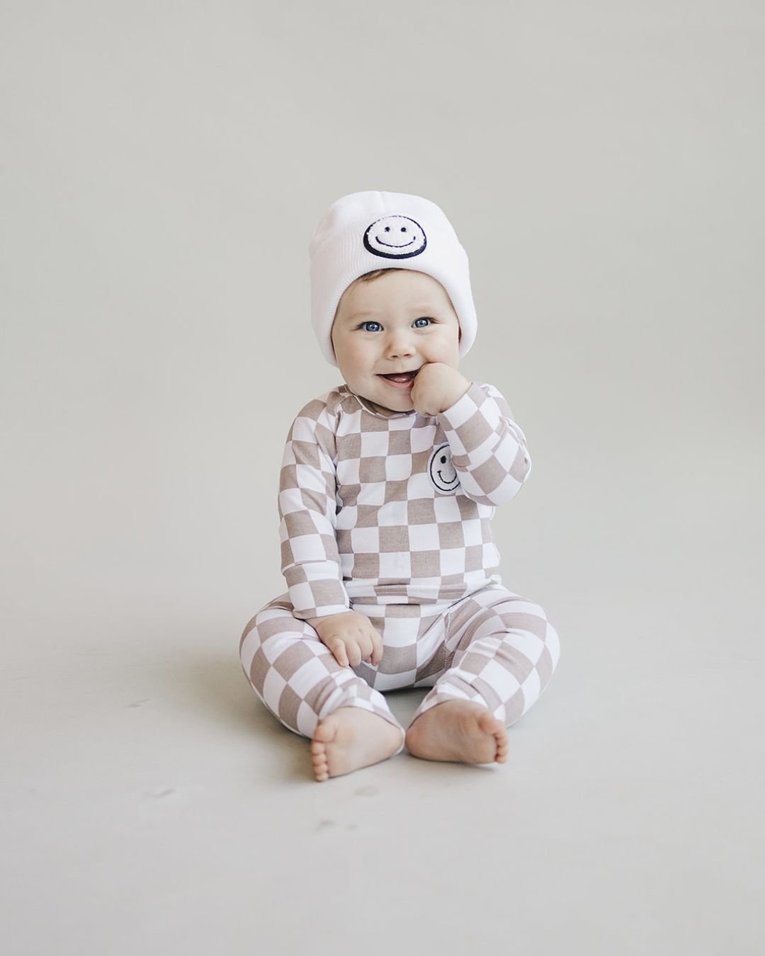 LPK Checkered Smiley Lounge Set - Latte