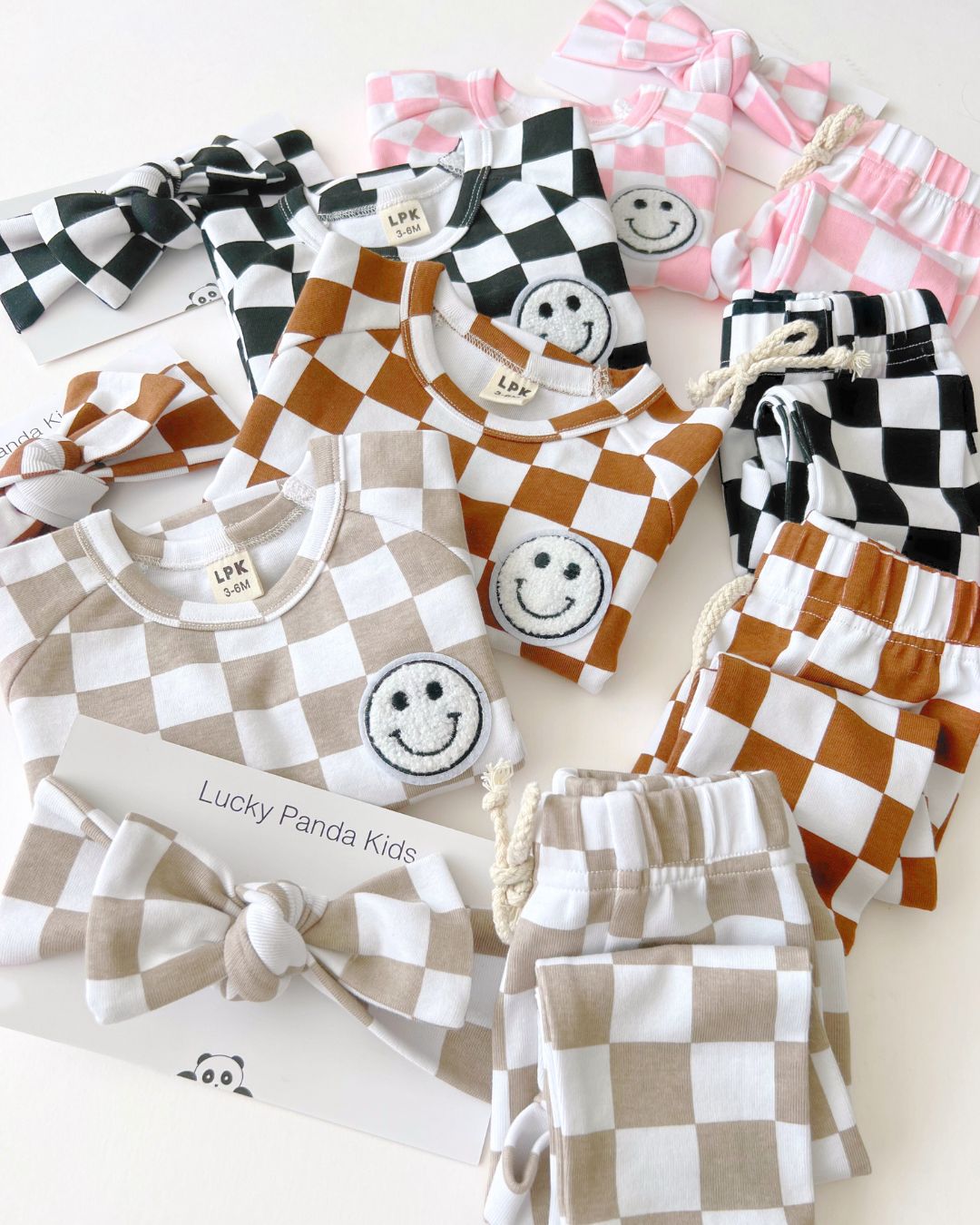 LPK Checkered Smiley Lounge Set - Latte