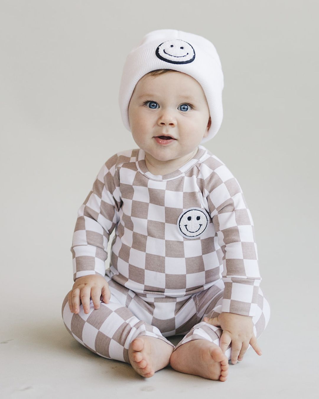 LPK Checkered Smiley Lounge Set - Latte