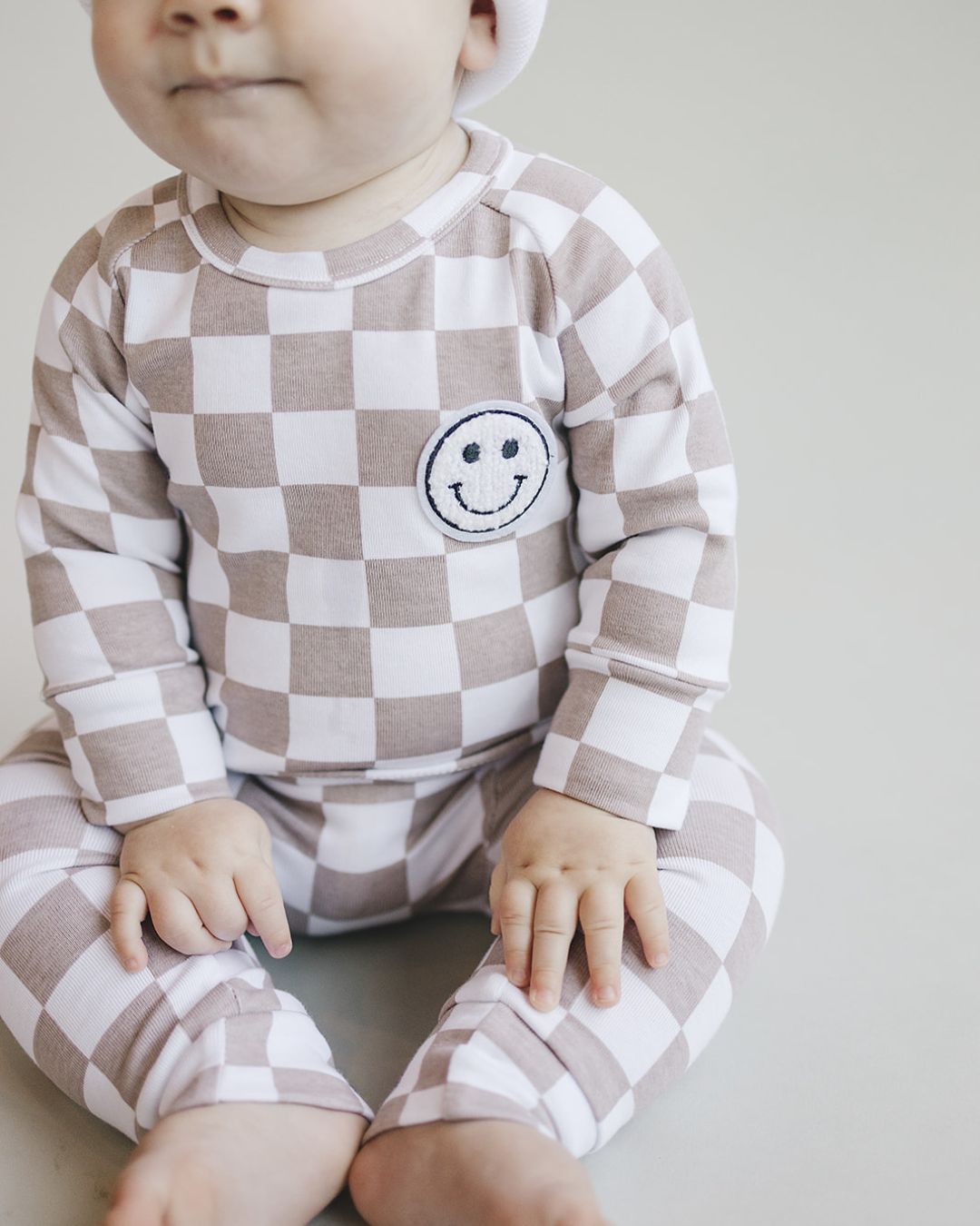 LPK Checkered Smiley Lounge Set - Latte