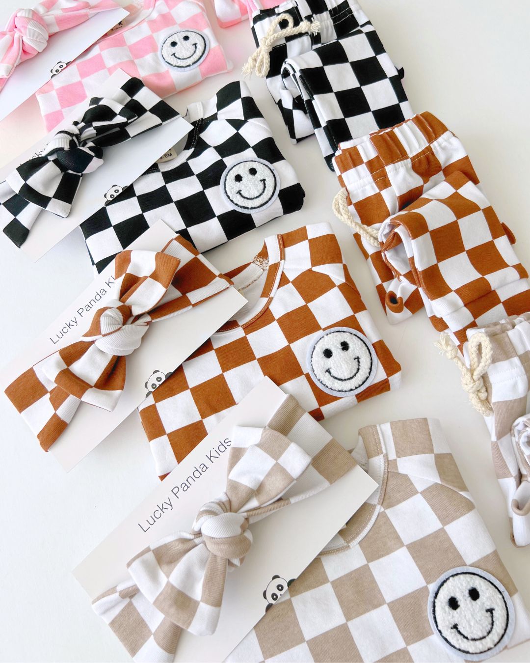 LPK Checkered Smiley Lounge Set - Latte