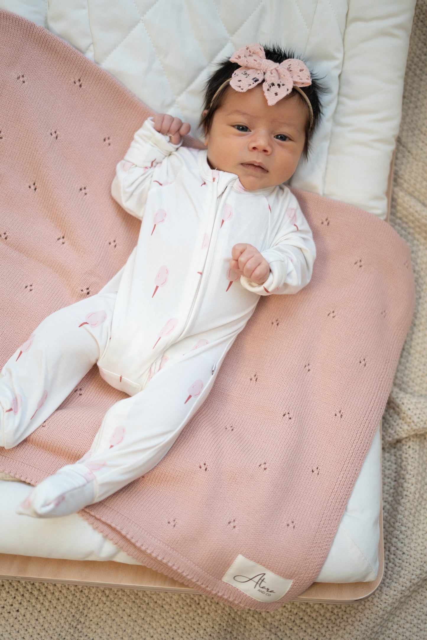 Pointelle Knit Baby Blanket - Pink