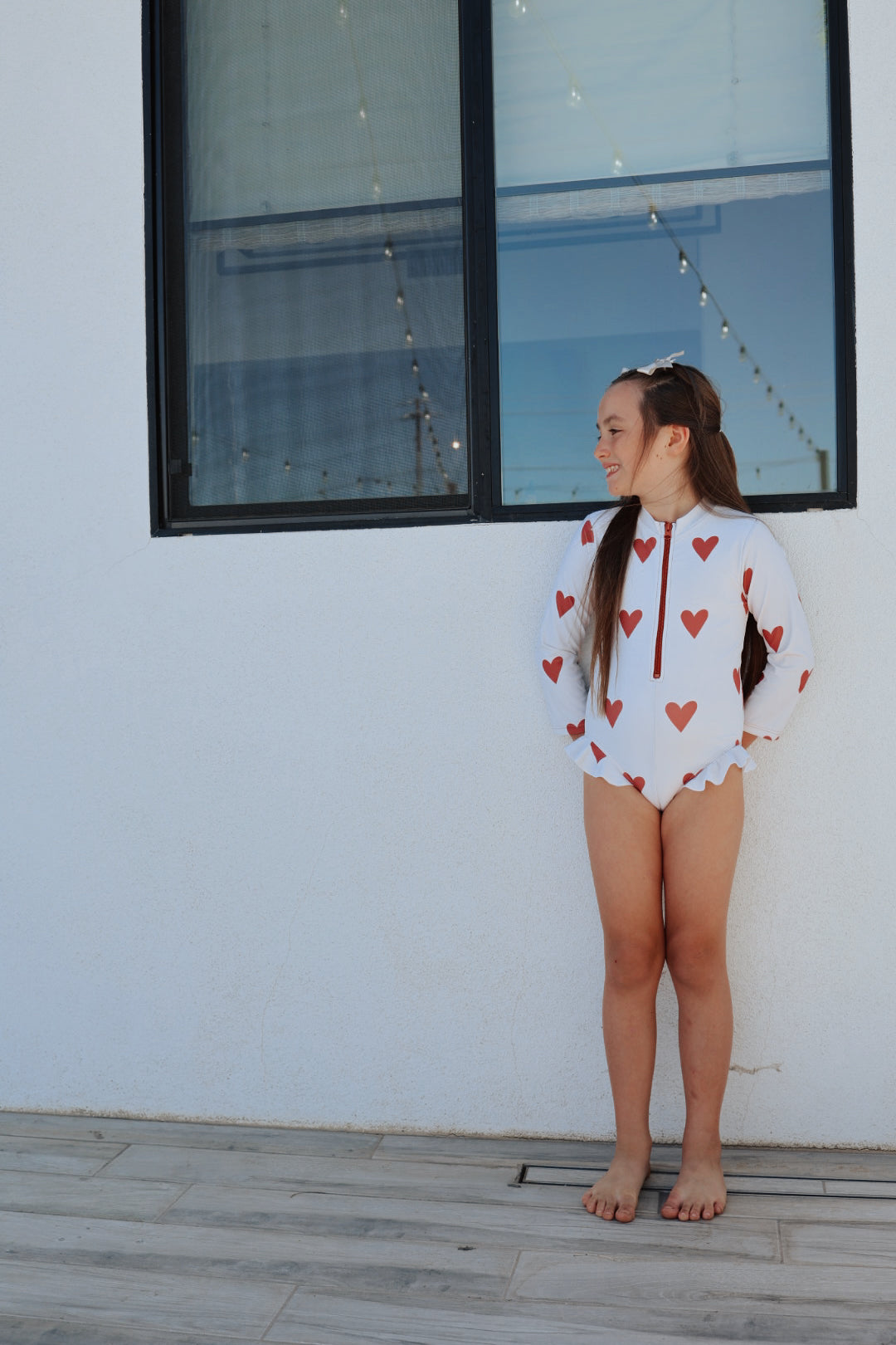 Forever French Long Sleeve Swimsuit - Queen of Hearts