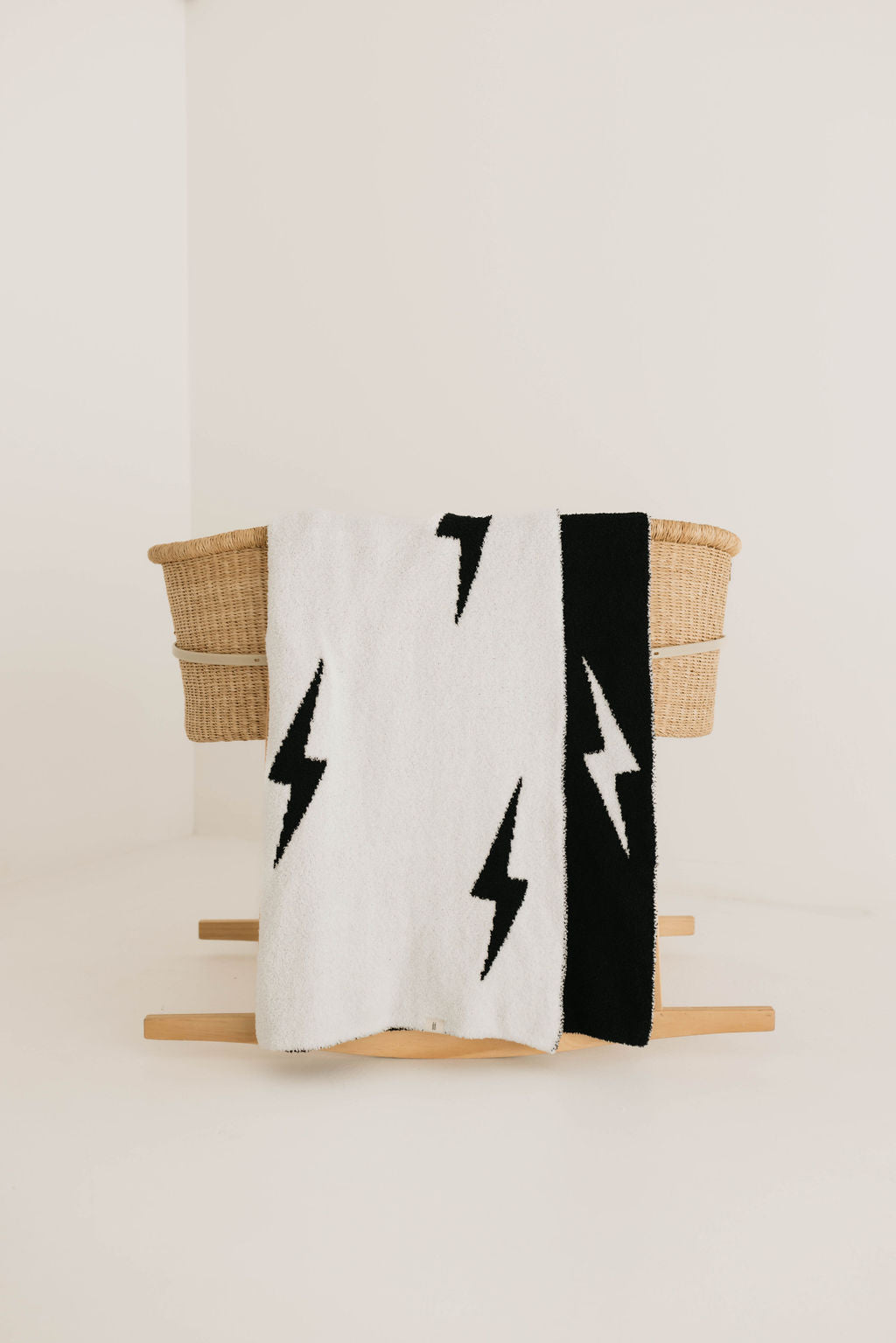 Forever French Plush Blanket - Black & White Lightning Bolt