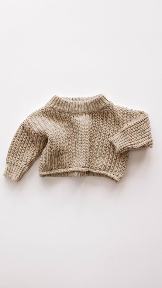 Forever French Knit Sweater - Wheat Confetti