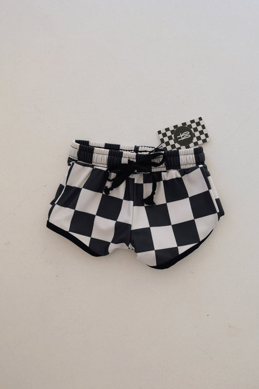 Forever French Board Short - Black Checkerboard
