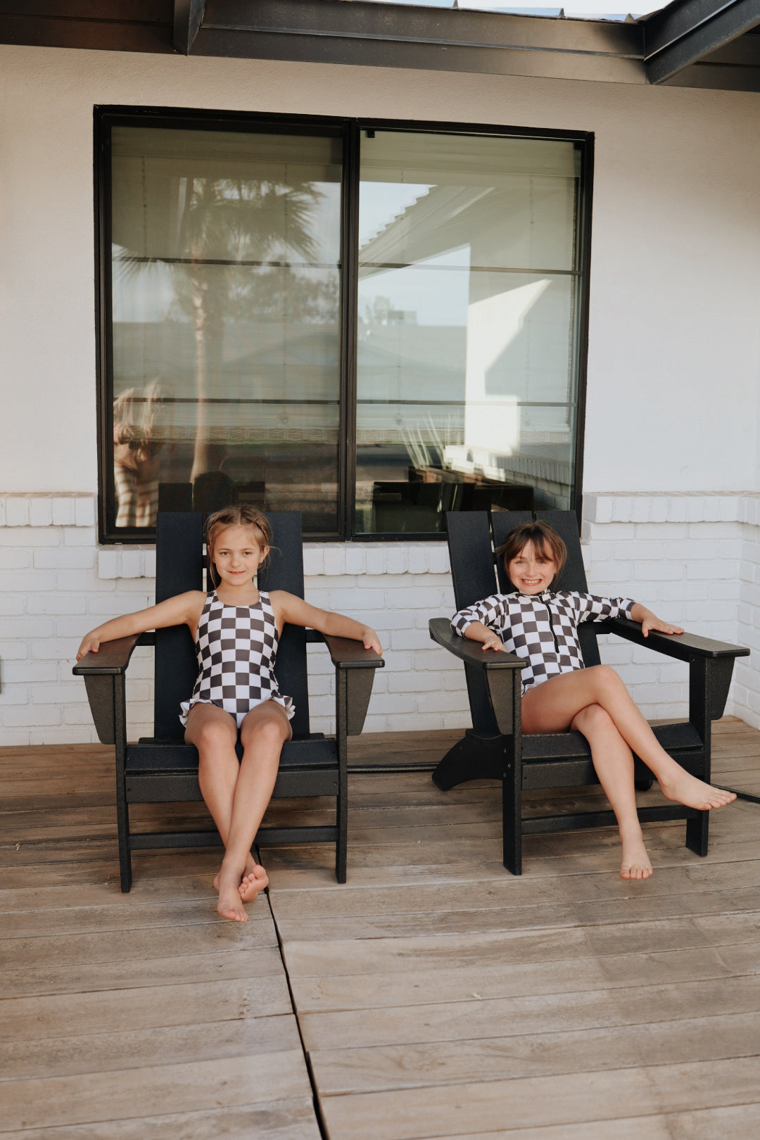 Forever French Sleeveless Swimsuit - Black Checkerboard