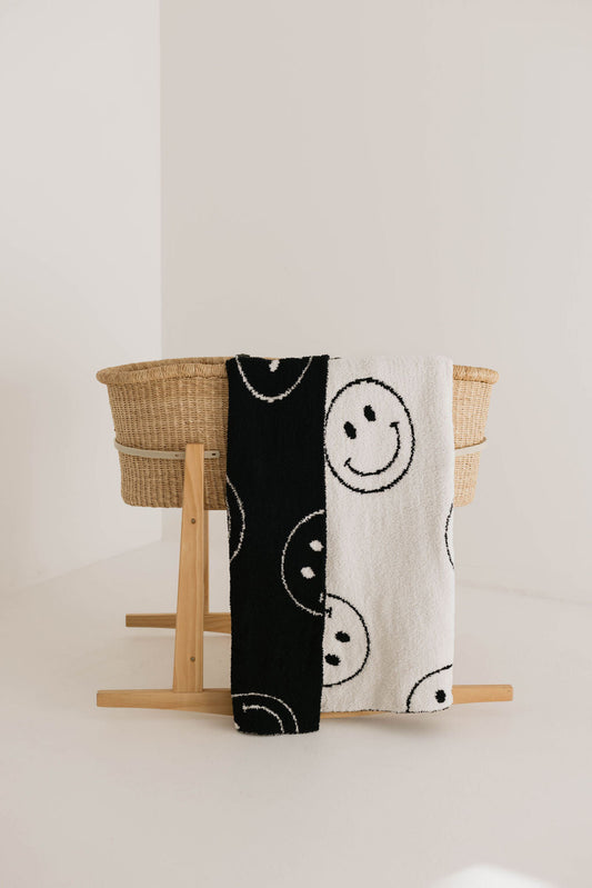 Forever French Plush Blanket - Just Smile Black & White