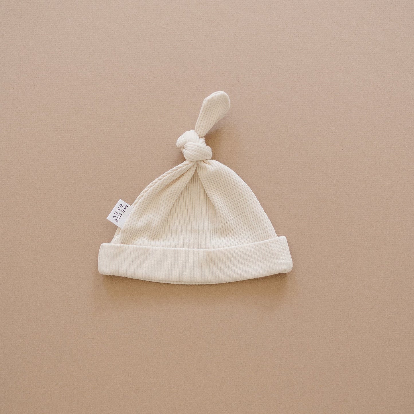 Mebie Baby Ribbed Knot Hat - Vanilla