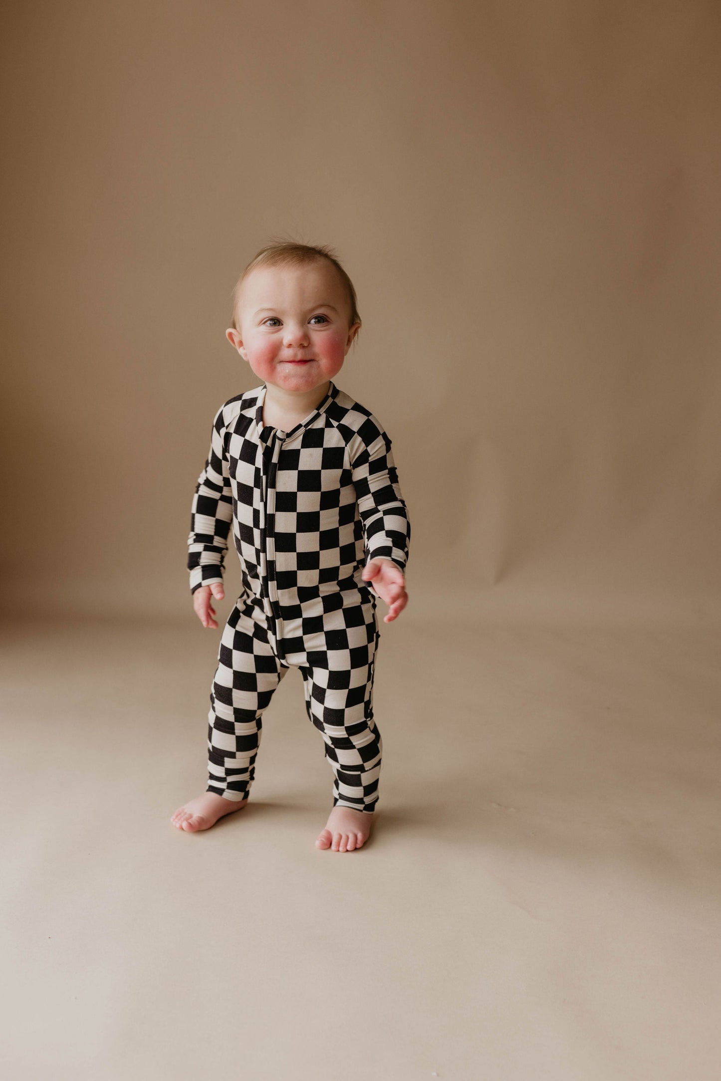 Forever French Bamboo Zip Romper - Checkered