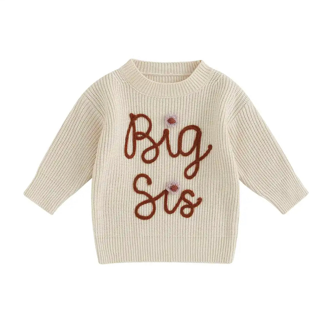 'Big Sis' Embroidered Knit Sweater