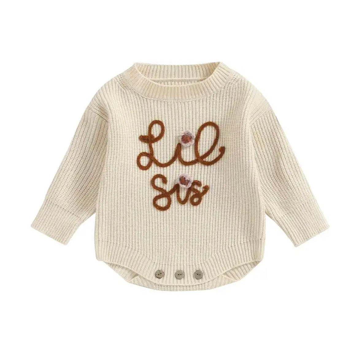 'Lil Sis' Embroidered Knit Sweater