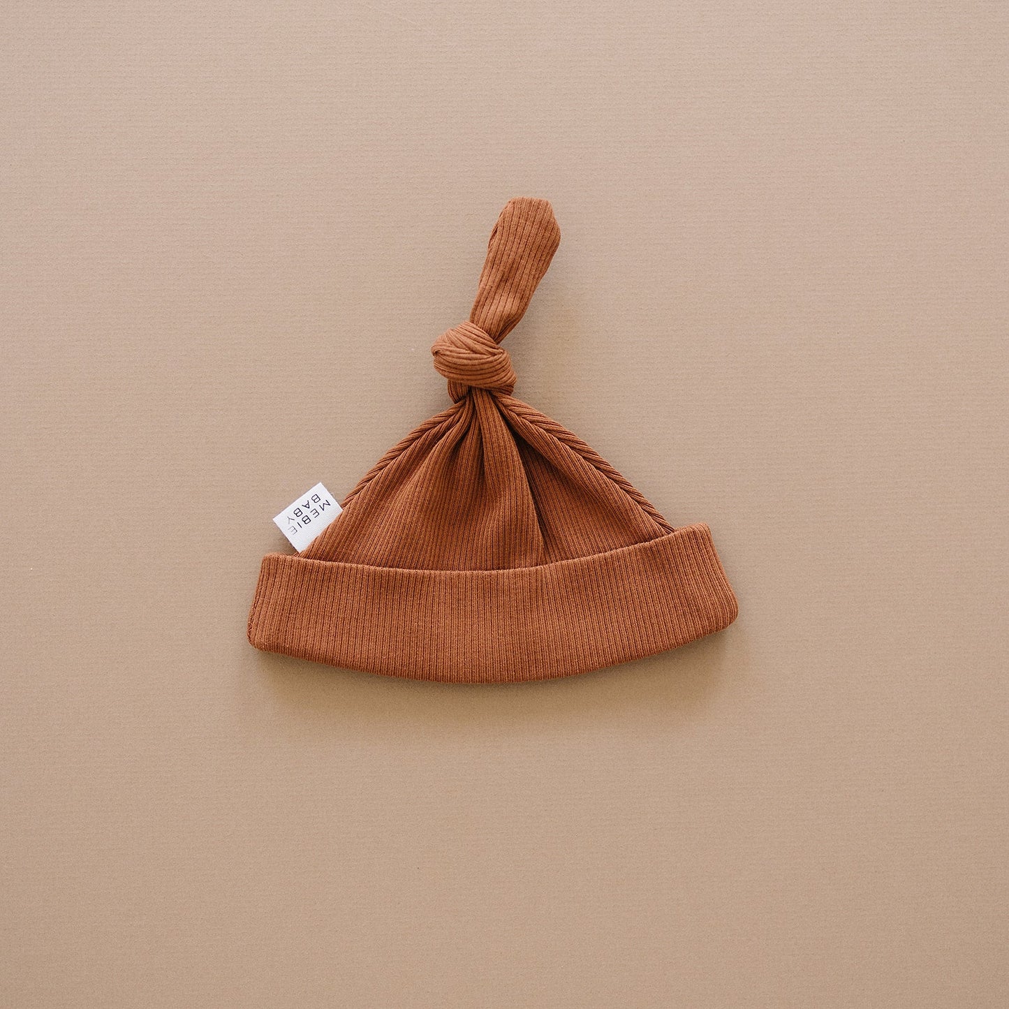 Mebie Baby Organic Ribbed Newborn Knot Hat - Rust