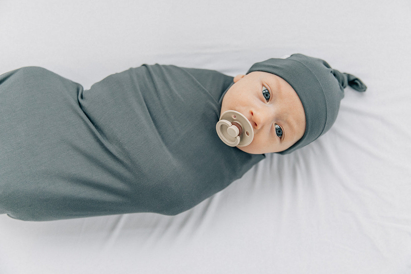 Mebie Baby Swaddle + Hat Or Head Wrap Set - Charcoal