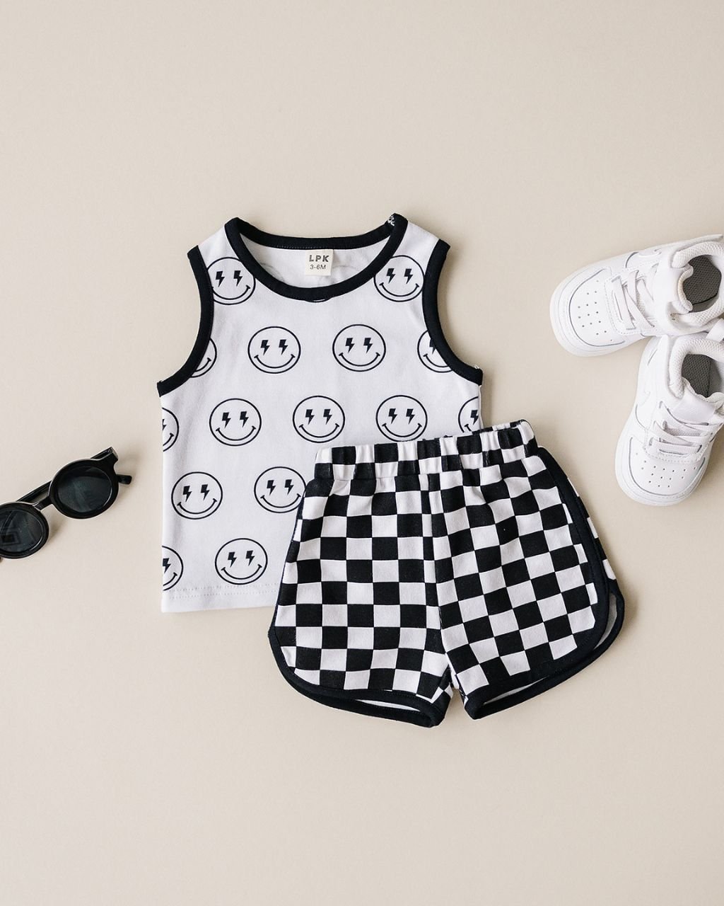 LPK Tank & Shorts Set - Checkered Smiley