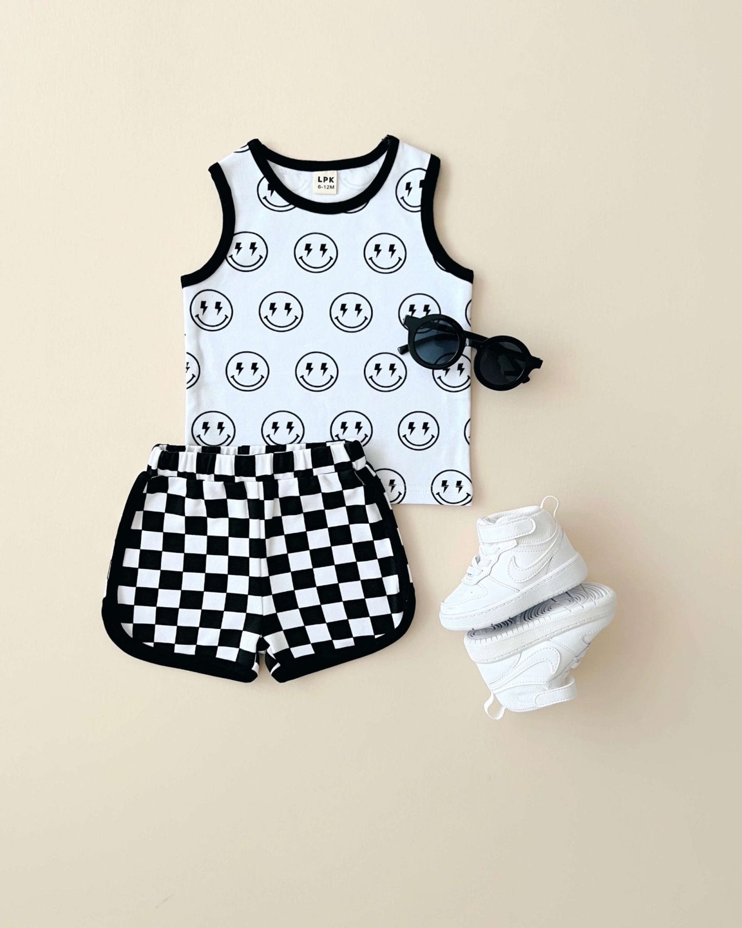 LPK Tank & Shorts Set - Checkered Smiley